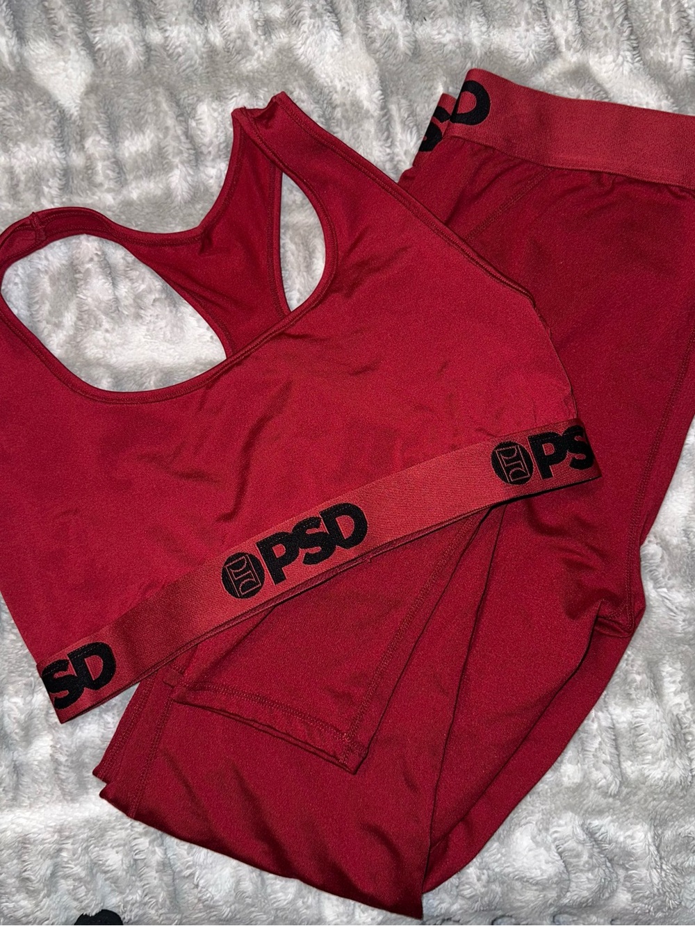 PSD Wine Red Sports Bra & Leggings Set